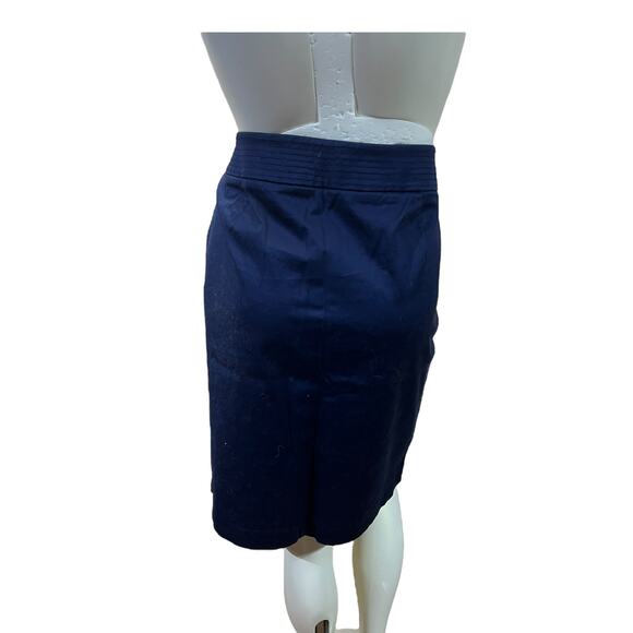 J.Crew Navy Blue Cotton Skirt with Gold & Navy Buttons - Size 12 - Picture 5 of 7